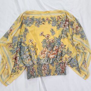 Max Studio | Yellow Floral Print Blouse Small